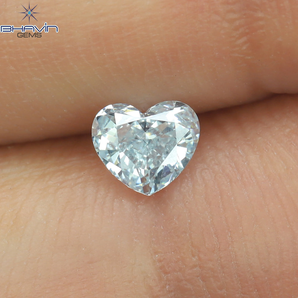 0.45 CT ハートシェイプ 天然ダイヤモンド 緑がかった青色 VS1 クラリティ (4.36 MM)