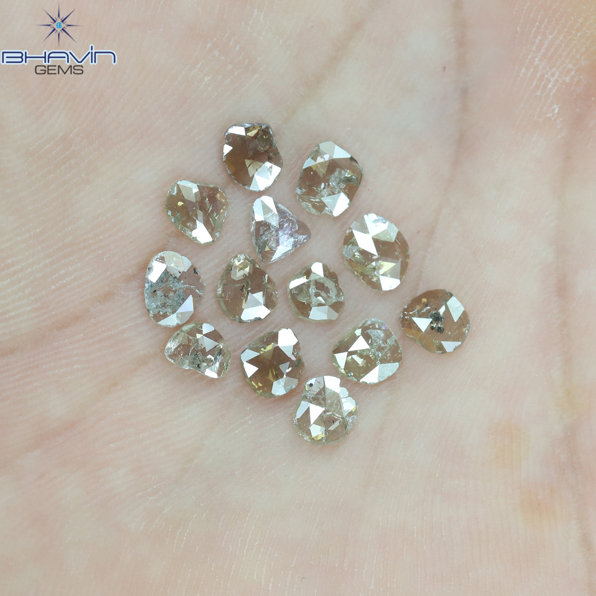 3.00 CT (13 個) ポルキ ローズカット シェイプ ナチュラル ダイヤモンド ブラウン カラー I2 クラリティ (5.57 MM)