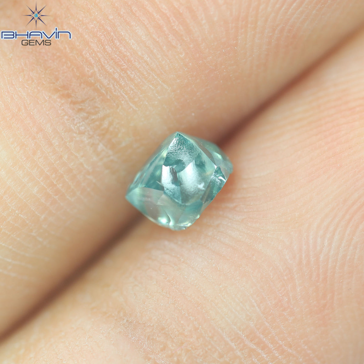 0.57 CT Rough Natural Diamond Enhanced Greenish Blue Color Clarity VS2 (4.54 MM)