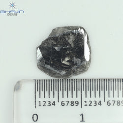 1.96 CT スライス形状 天然ダイヤモンド ソルト アンド ペッパー カラー I3 クラリティ (12.35 MM)