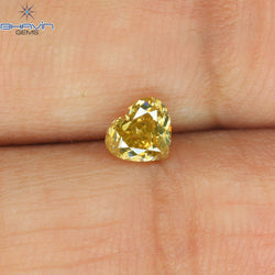 0.45 CT Heart Shape Natural Diamond Brown Yellow Color SI1 Clarity (4.73 MM)