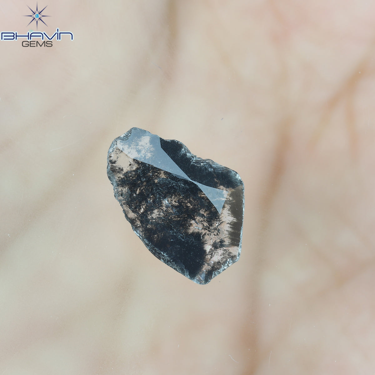 1.64 CT スライス シェイプ ナチュラル ダイヤモンド ソルト アンド ペッパー カラー I3 クラリティ (13.10 MM)