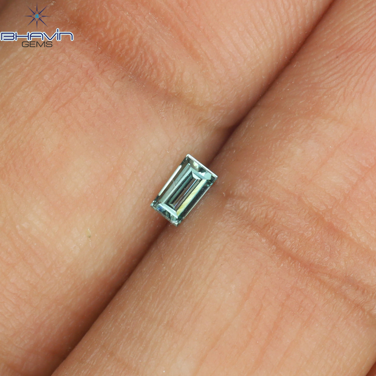 0.08 CT Natural Baguette Diamond Enhanced Blue Color Clarity VS1 (3.35 MM)