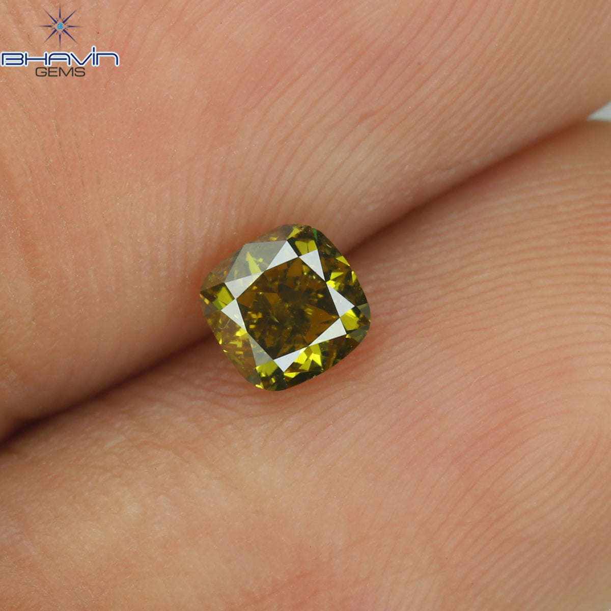 0.40 CT Natural Cushion Diamond Enhanced Green Color Clarity VS2 (4.10 MM)