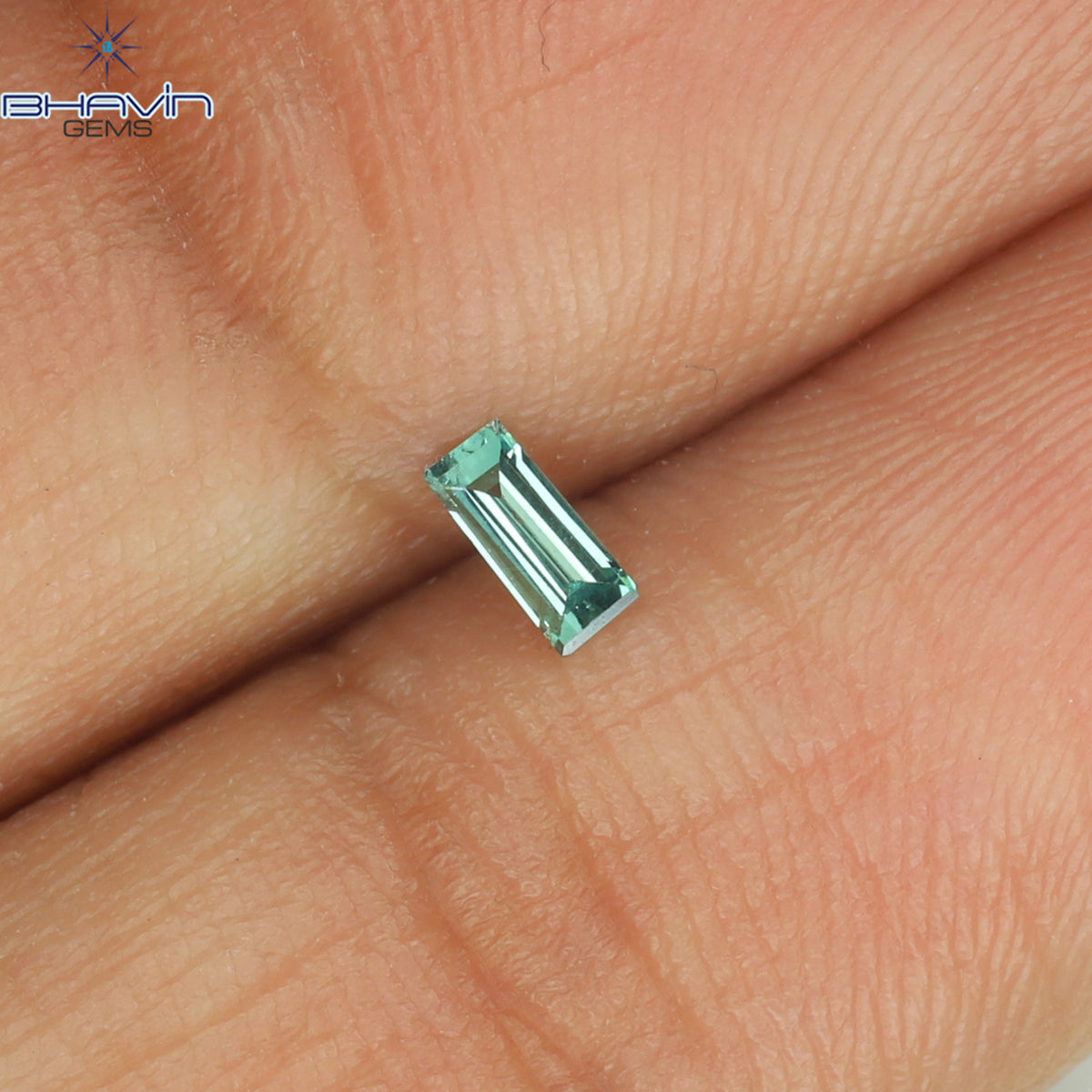 0.07 CT Natural Baguette Diamond Enhanced Bluish Green Color Clarity VS2 (3.62 MM)