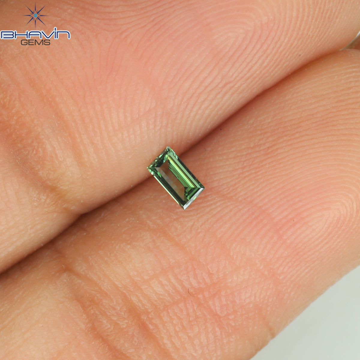 0.06 CT Natural Baguette Diamond Enhanced Green Color Clarity VS2 (3.23 MM)