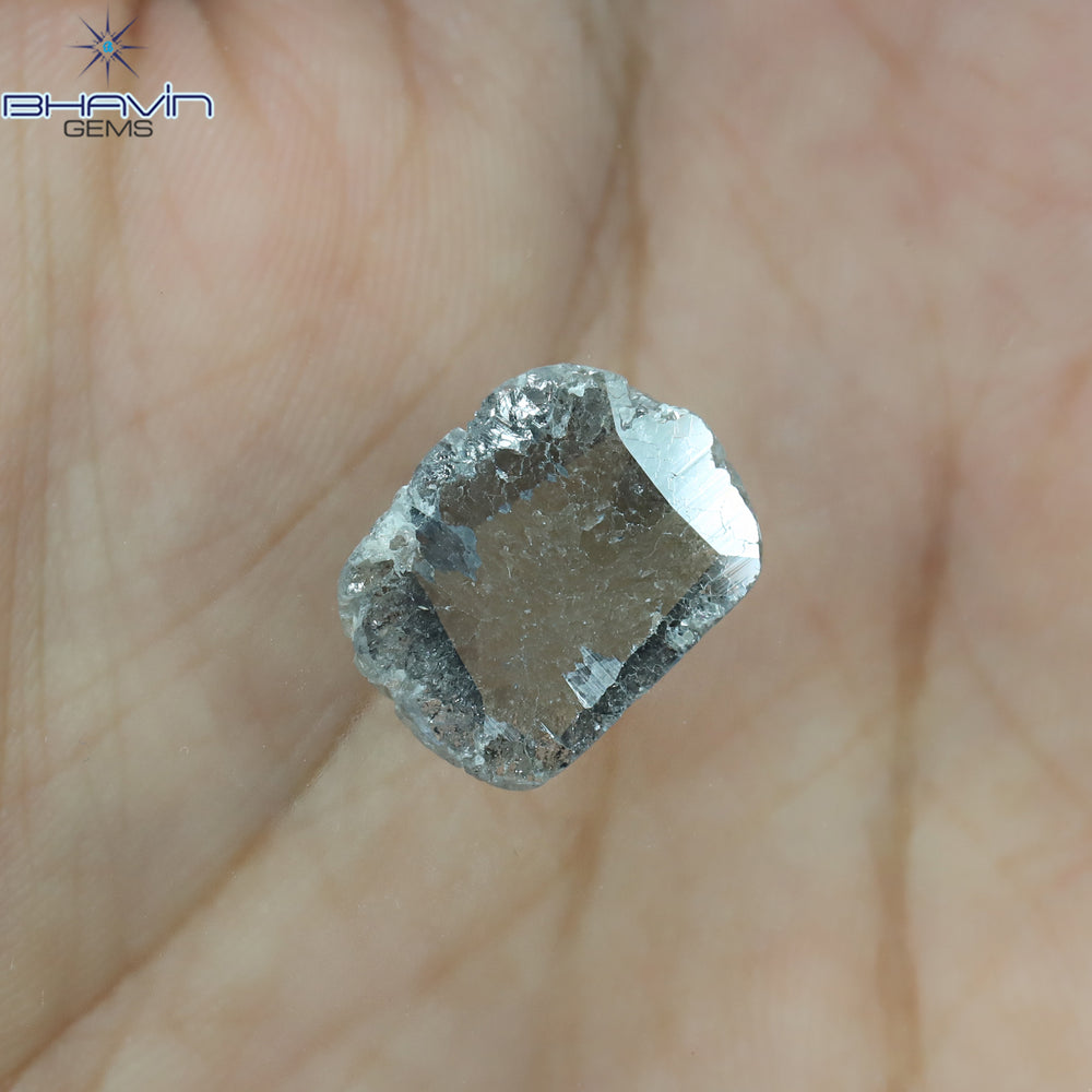 3.00 CT スライス シェイプ ナチュラル ダイヤモンド ソルト アンド ペッパー カラー I3 クラリティ (13.65 MM)