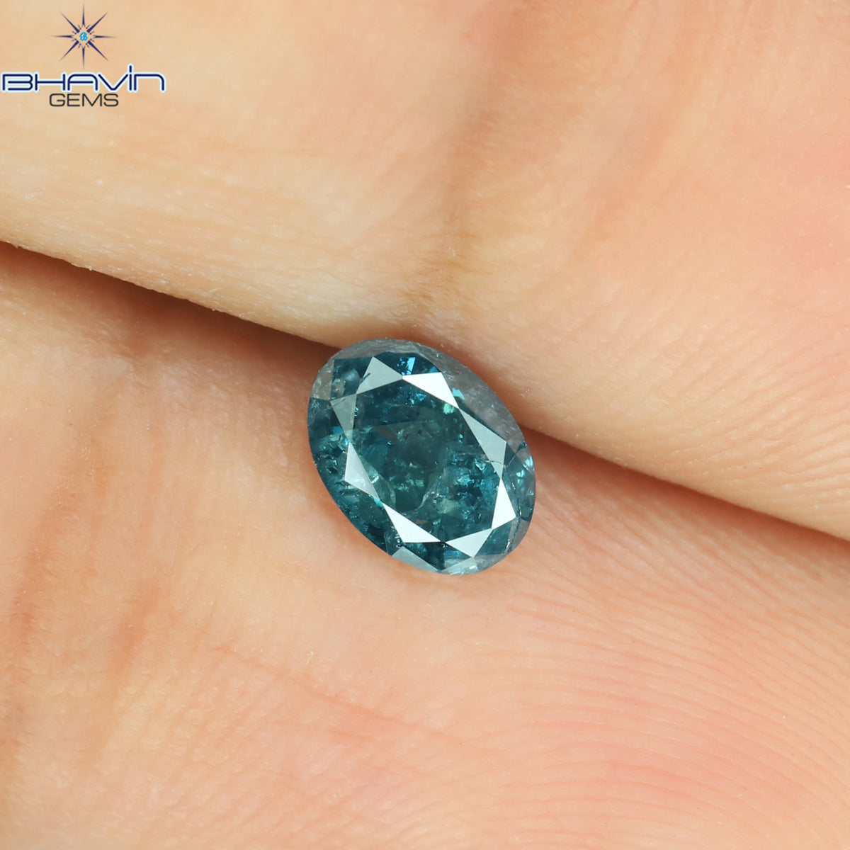 0.45 CT Natural Oval Diamond Enhanced Blue Color Clarity I3 (5.63 MM)