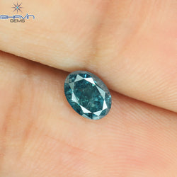 0.45 CT Oval Shape Natural Diamond Enhanced Blue Color I3 Clarity (5.63 MM)