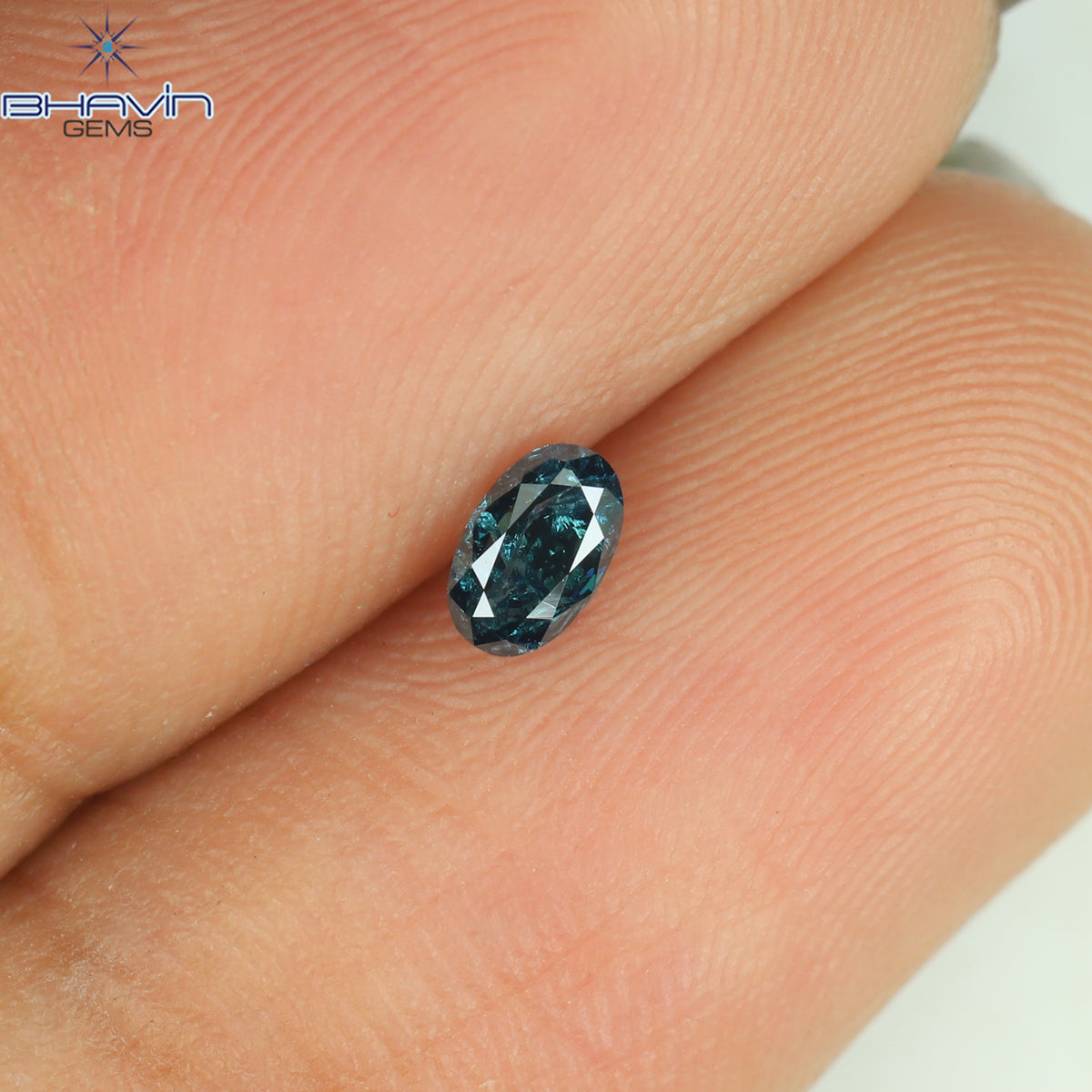 0.18 CT Natural Oval Diamond Enhanced Blue Color Clarity I3 (4.12 MM)