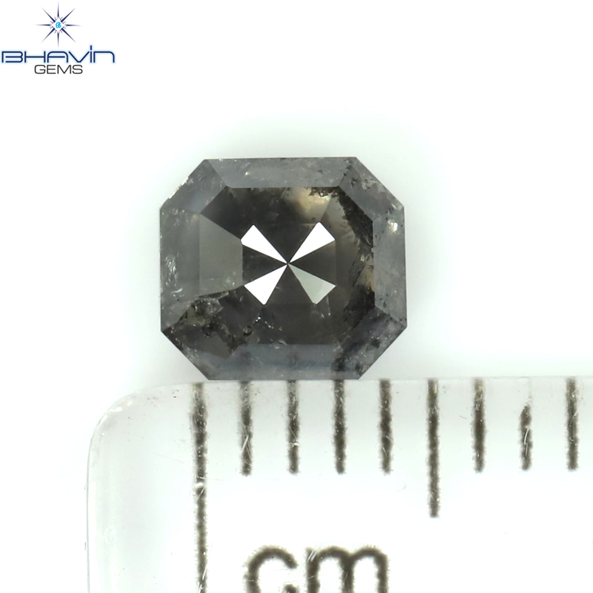0.85 CT Natural Asscher Diamond Grey Color Clarity I3 (5.32 MM)