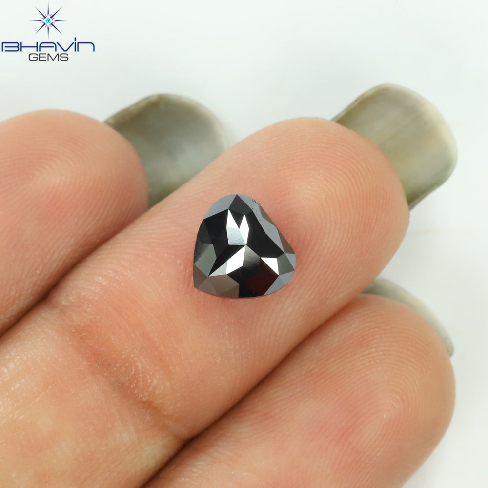1.46 CT Heart Diamond Natural Diamond Black Diamond Clarity Opaque (6.85 MM)