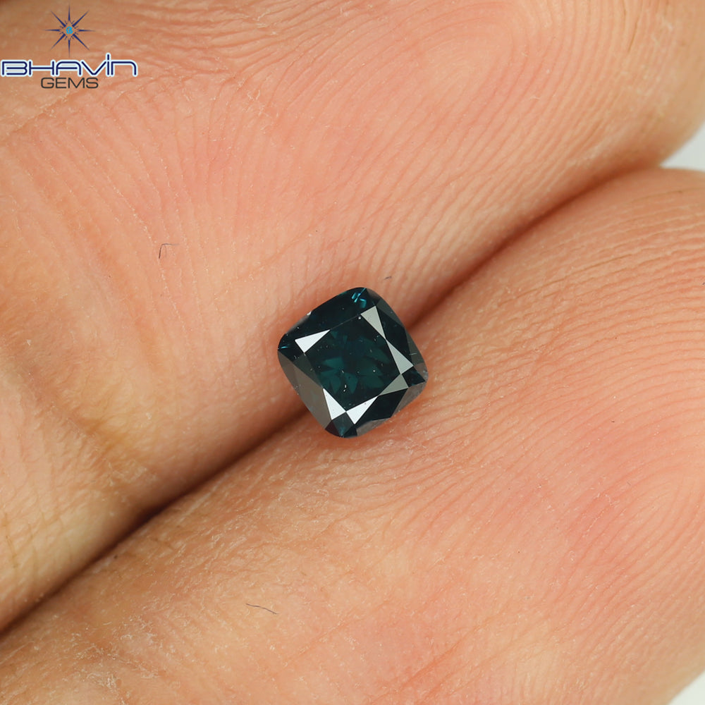 0.27 CT クッション シェイプ ナチュラル ダイヤモンド ブルー カラー VS2 クラリティ (3.68 MM)