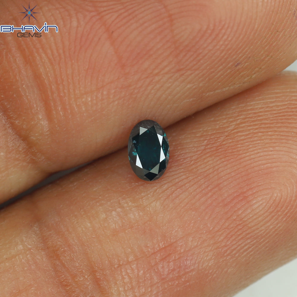 0.19 CT Oval Shape Natural Diamond Blue Color SI1 Clarity (4.30 MM)