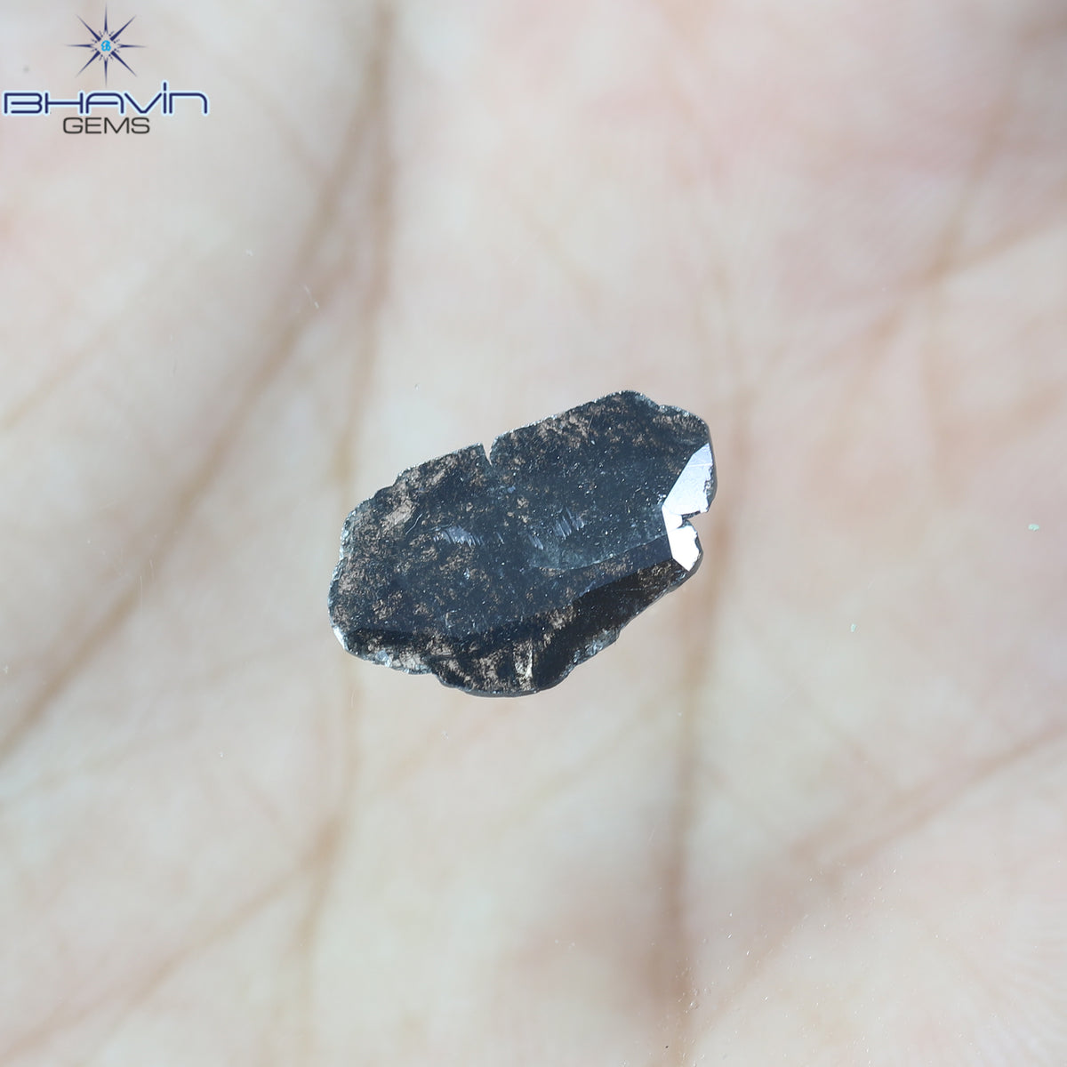 1.12 CT スライス シェイプ ナチュラル ダイヤモンド ソルト アンド ペッパー カラー I3 クラリティ (13.00 MM)