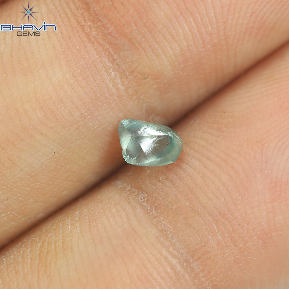 0.40 CT Rough Natural Diamond Enhanced Greenish Blue Color Clarity VS1 (4.77 MM)