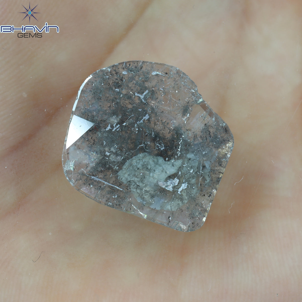 5.97 CT Natural Slice Diamond Salt And Pepper Color Clarity I3 (18.24 MM)