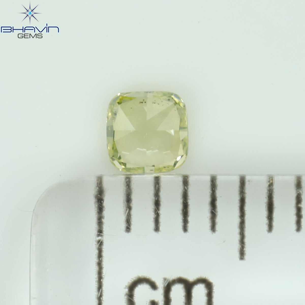 0.14 CT Natural Cushion Diamond Greenish Yellow Color Clarity SI1 (2.94 MM)