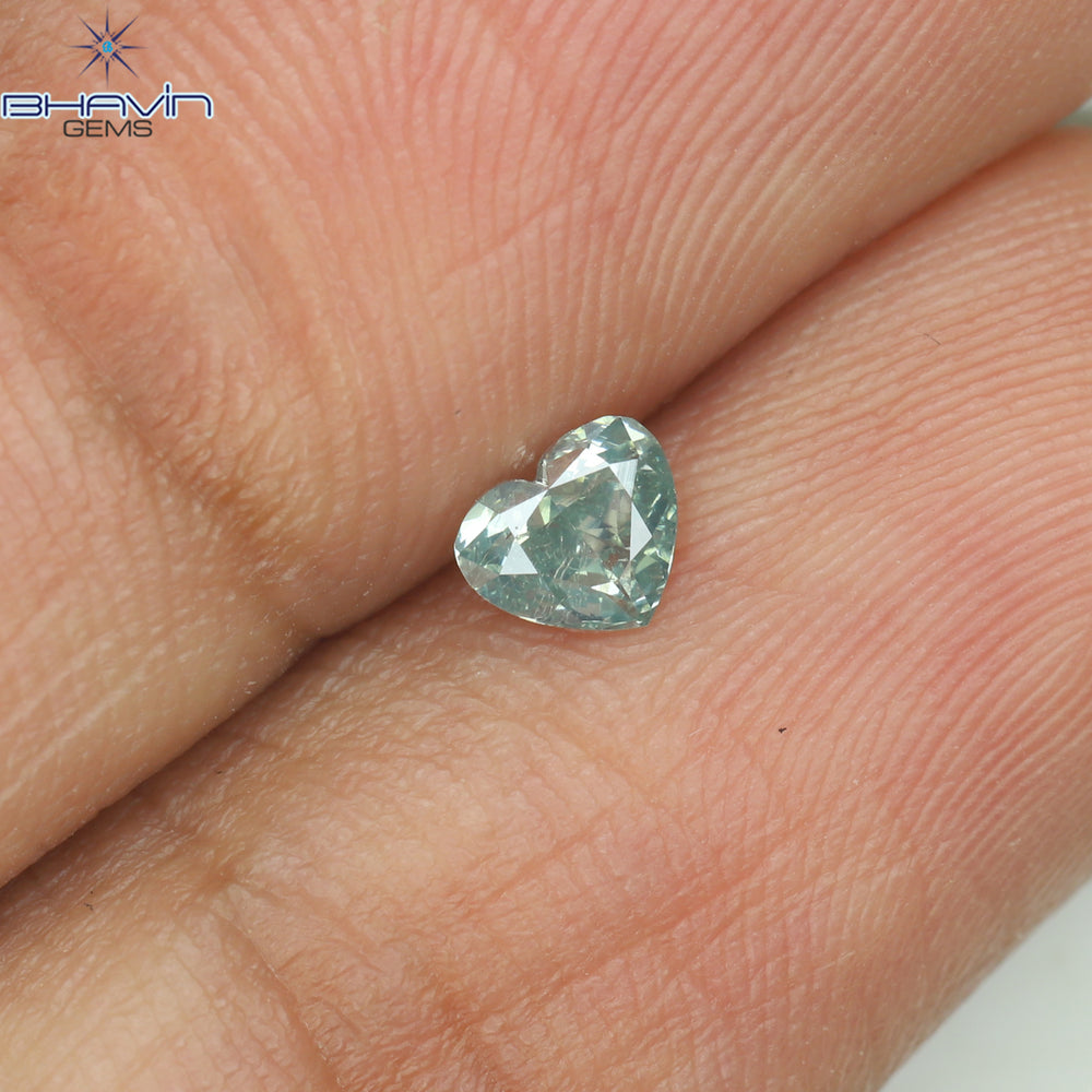 0.30 CT ハートシェイプ 天然ダイヤモンド 緑がかった青色 I1 クラリティ (4.22 MM)