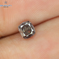 0.39 CT Cushion Shape Natural Diamond Pink Color I3 Clarity (4.18 MM)