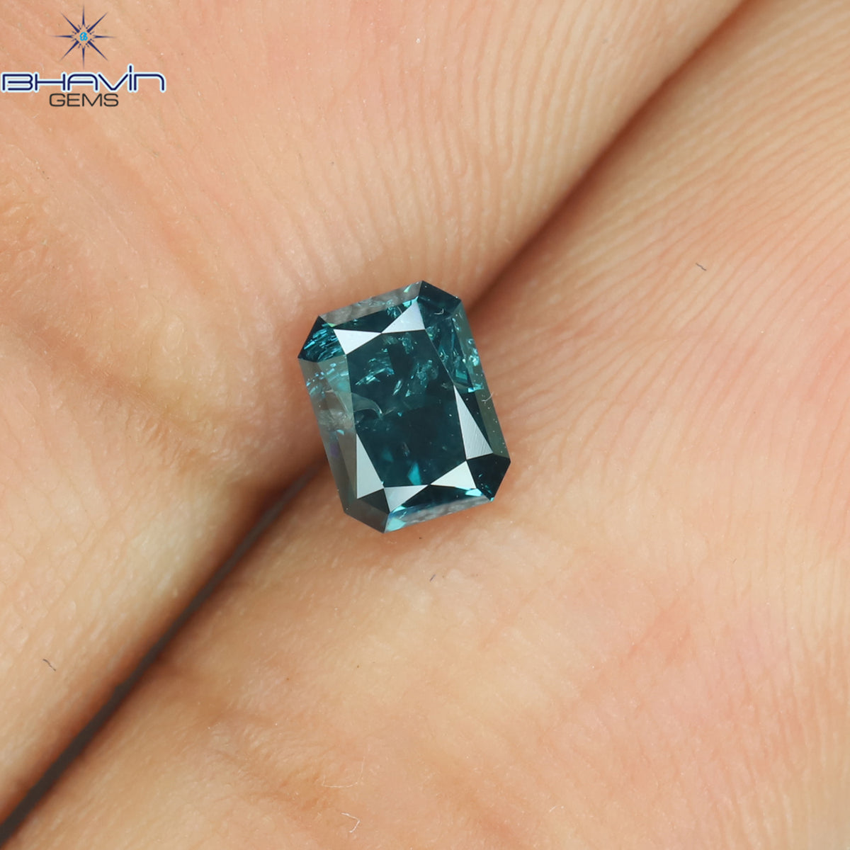0.39 CT Natural Radiant Diamond Enhanced Blue Color Clarity I1 (4.58 MM)