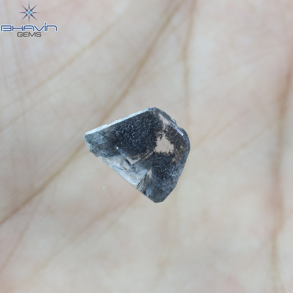 1.07 CT スライス シェイプ ナチュラル ダイヤモンド ソルト アンド ペッパー カラー I3 クラリティ (12.09 MM)
