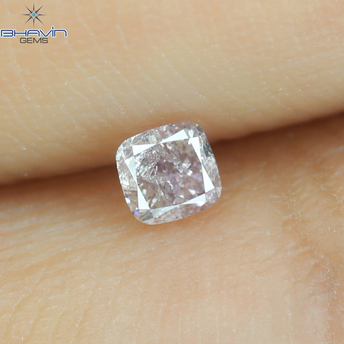 0.10 CT クッションシェイプ 天然ダイヤモンド ピンク色 I2 クラリティ (2.45 MM)