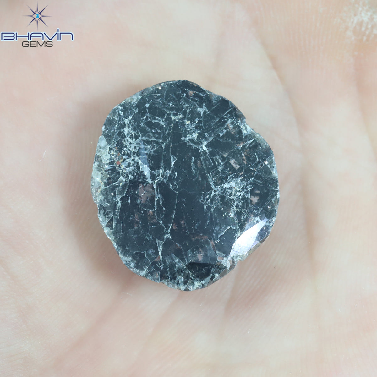 8.69 CT Slice Natural Diamond Salt And Pepper Color Clarity I3 (24.00 MM)
