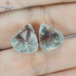 3.93 CT/2 Pcs Pear Slice Shape Natural Diamond Salt And Pepper Color I3 Clarity (13.24 To 12.66 MM)