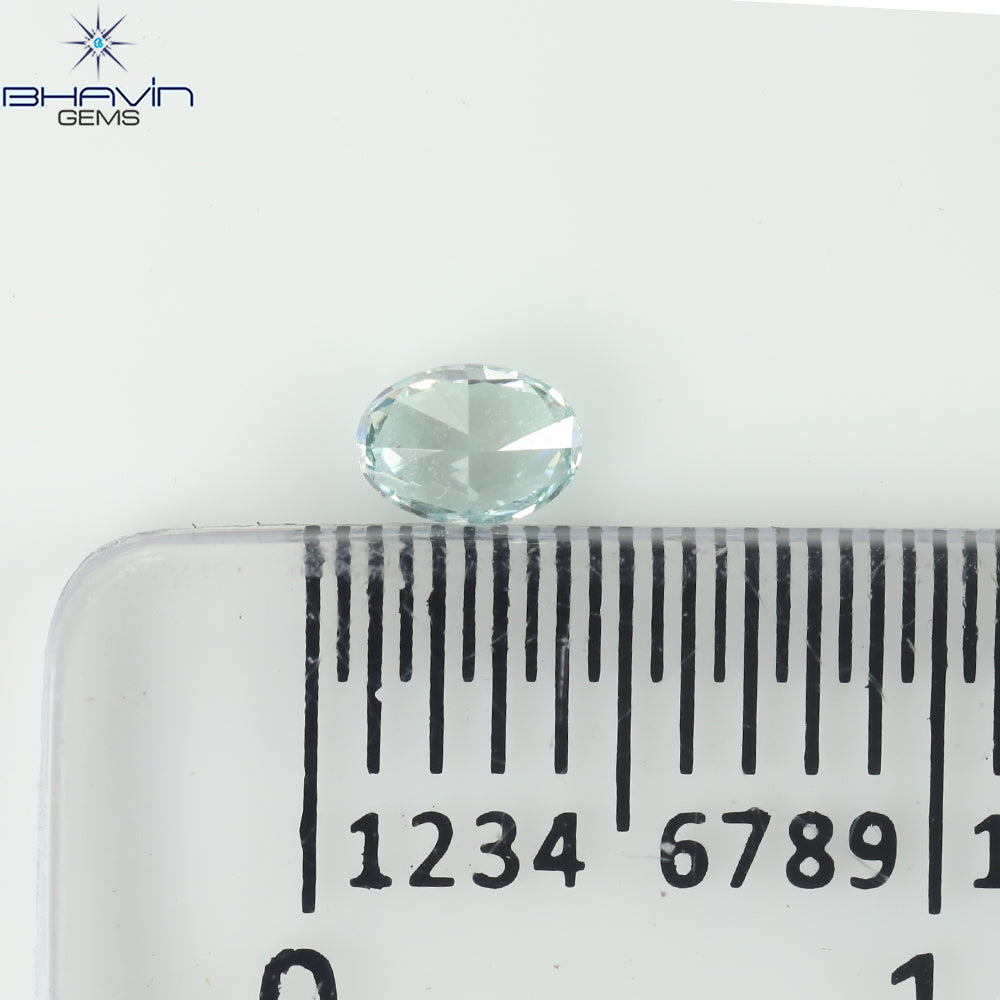 0.14 CT Natural Oval Diamond Enhanced Bluish Green Color Clarity VS1 (3.57 MM)