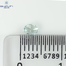 0.14 CT オーバルシェイプ ナチュラル ダイヤモンド ブルーイッシュ グリーン カラー VS1 クラリティ (3.57 MM)