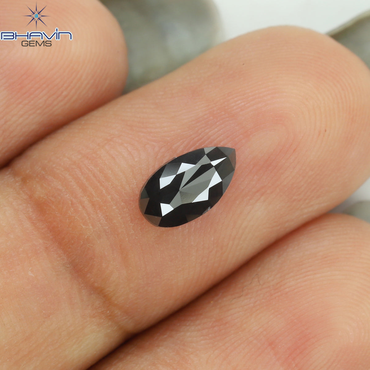 0.60 CT Natural Pear Diamond Black Color Clarity Opaque (7.38 MM)