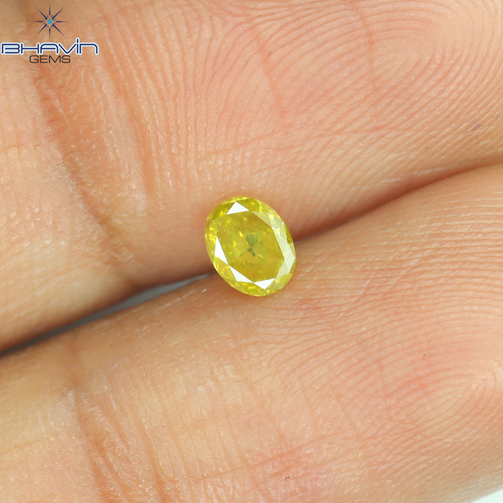 0.23 CT Oval Shape Natural Diamond Yellow Color SI1 Clarity (4.33 MM)