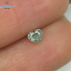 0.22 CT Heart Shape Natural Diamond Bluish Green Color VS2 Clarity (3.60 MM)