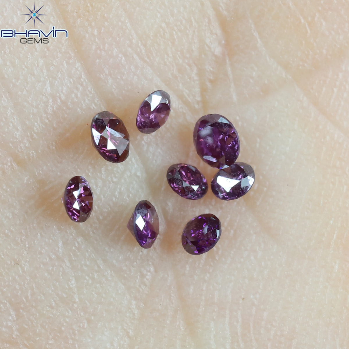 0.27 CT/8 Pcs Natural Round Diamond Enhanced Pink Color Clarity SI-I1 (2.35 MM)