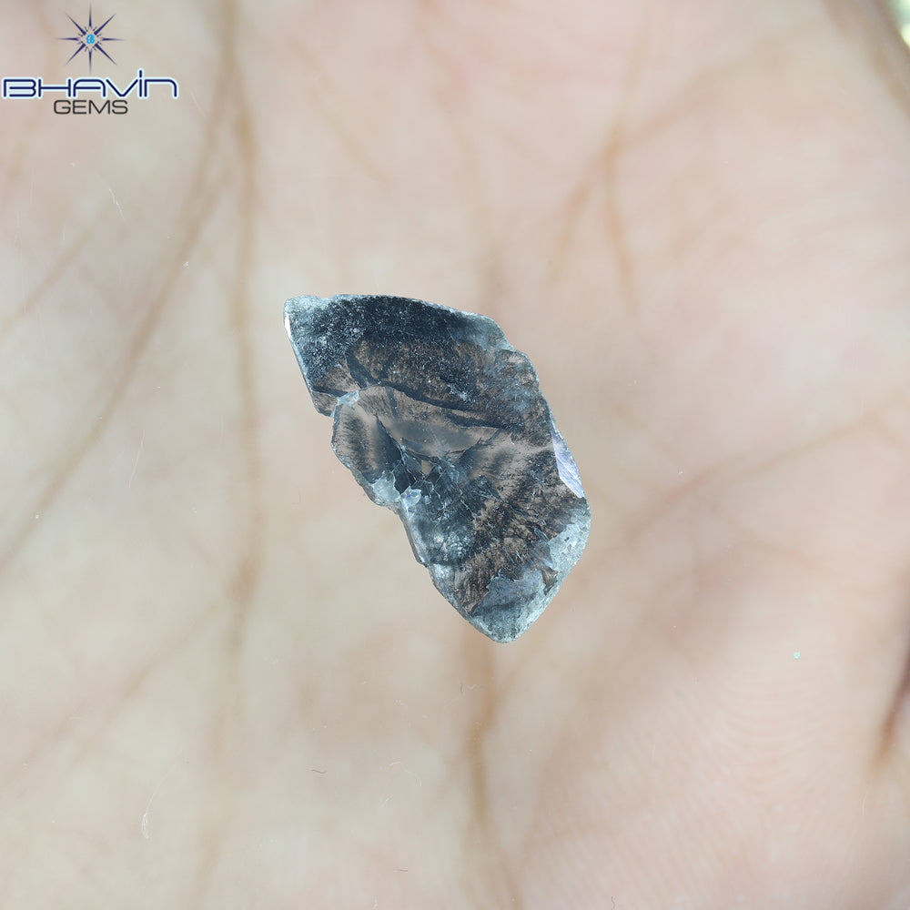 1.67 CT スライス形状 天然ダイヤモンド ソルト アンド パッパー カラー I3 クラリティ (16.00 MM)