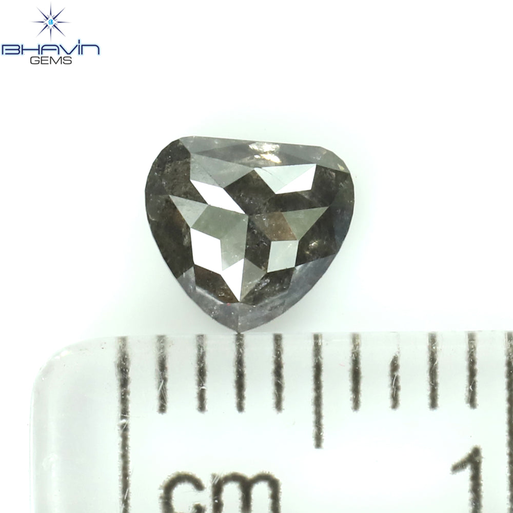 0.54 CT Heart Shape Natural Loose Diamond Salt And Pepper Color I3 Clarity (5.42 MM)