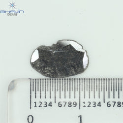 0.97 CT スライス形状 天然ダイヤモンド ソルト アンド パッパー カラー I3 クラリティ (12.00 MM)