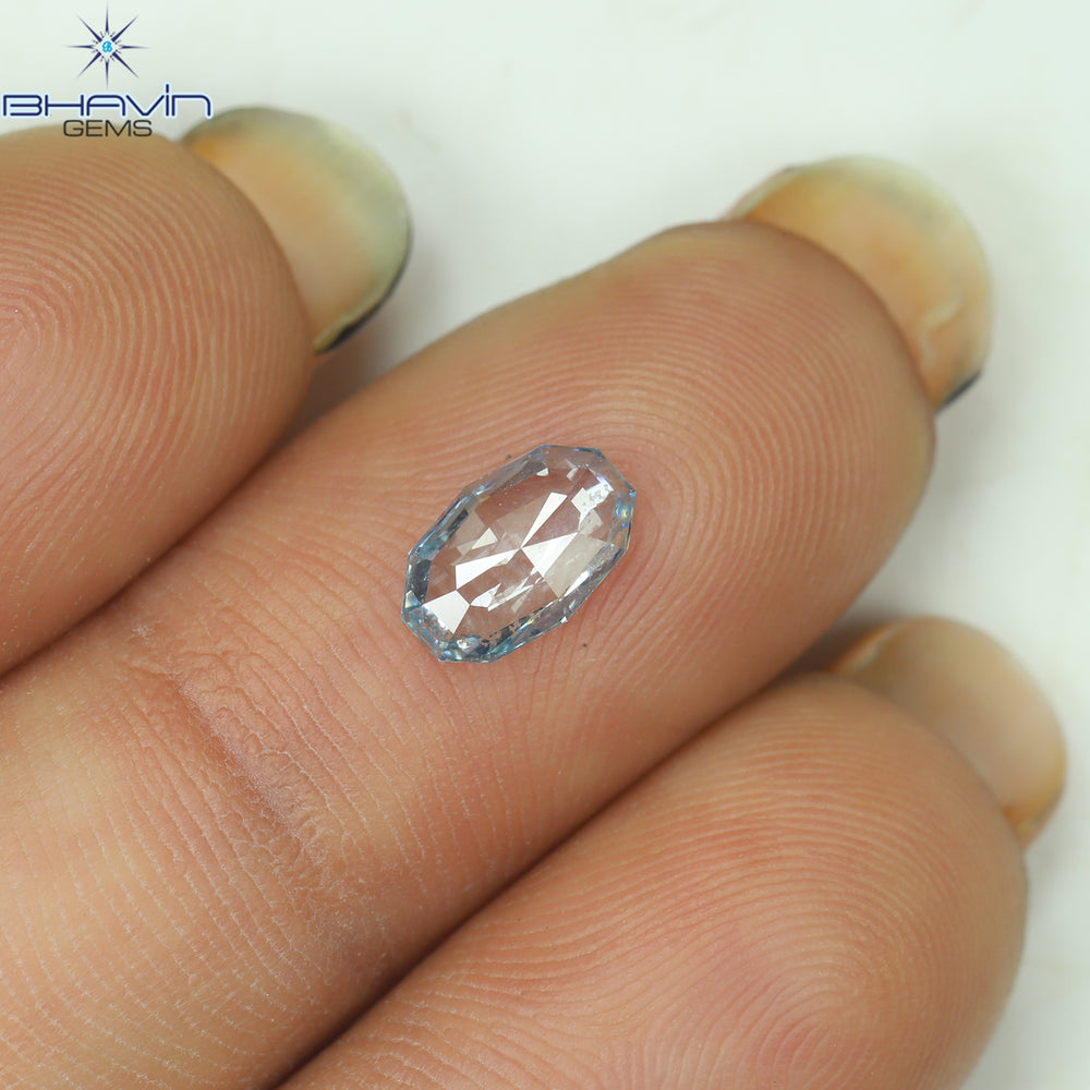 0.67 CT オーバル シェイプ ナチュラル ダイヤモンド グリーンがかったブルー カラー VS1 クラリティ (7.59 MM)