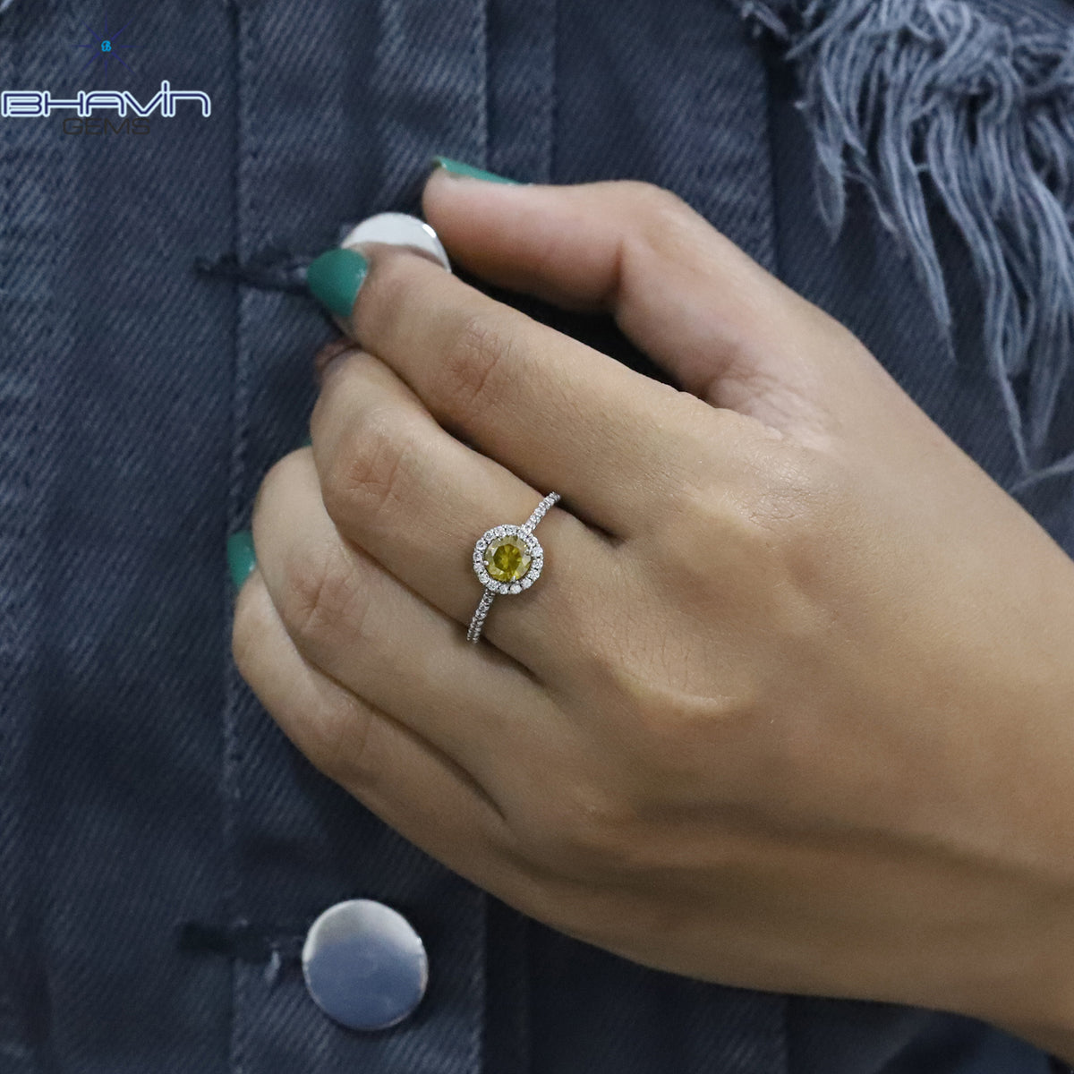 Round Diamond, Yellow Diamond, Natural Diamond Ring, Engagement Ring, Wedding Ring, Diamond Ring