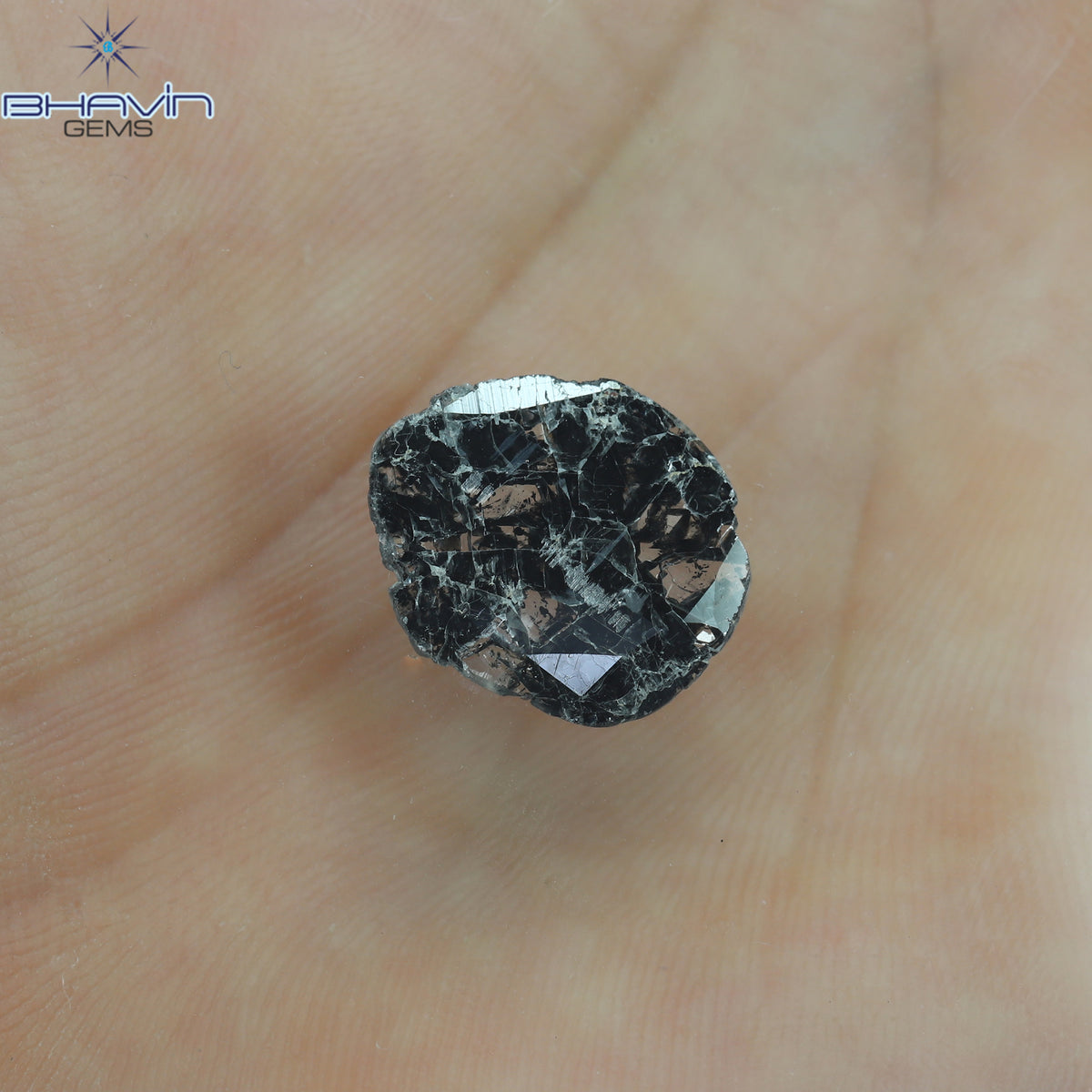 2.13 CT Natural Slice Diamond Salt And Pepper Color Clarity I3 (14.50 MM)