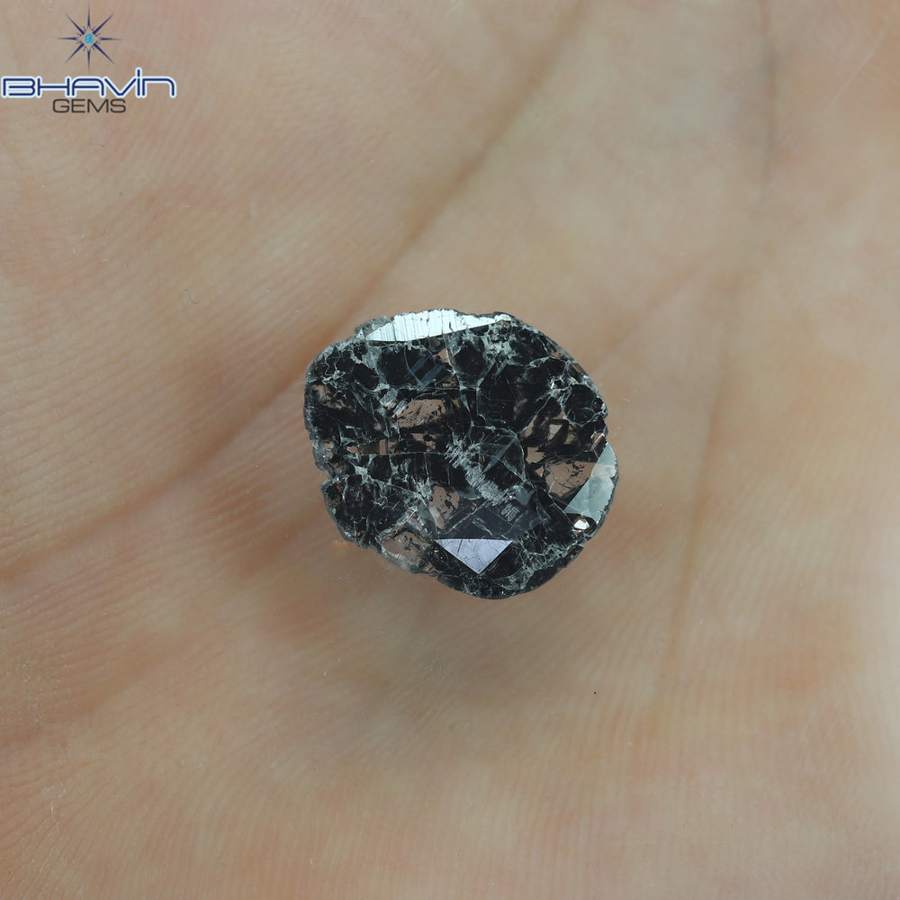 2.13 CT スライス シェイプ ナチュラル ダイヤモンド ソルト アンド ペッパー カラー I3 クラリティ (14.50 MM)