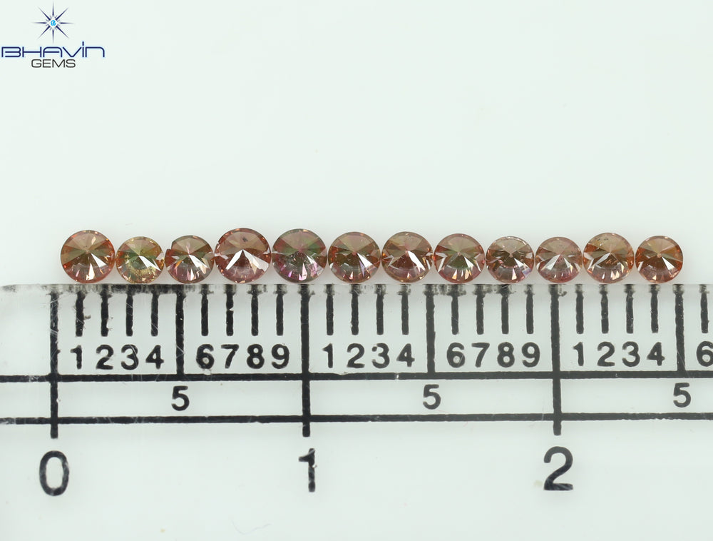 0.44 CT/12 ピース ラウンド シェイプ ナチュラル ルース ダイヤモンド ピンク カラー VS-SI クラリティ (2.25 MM)