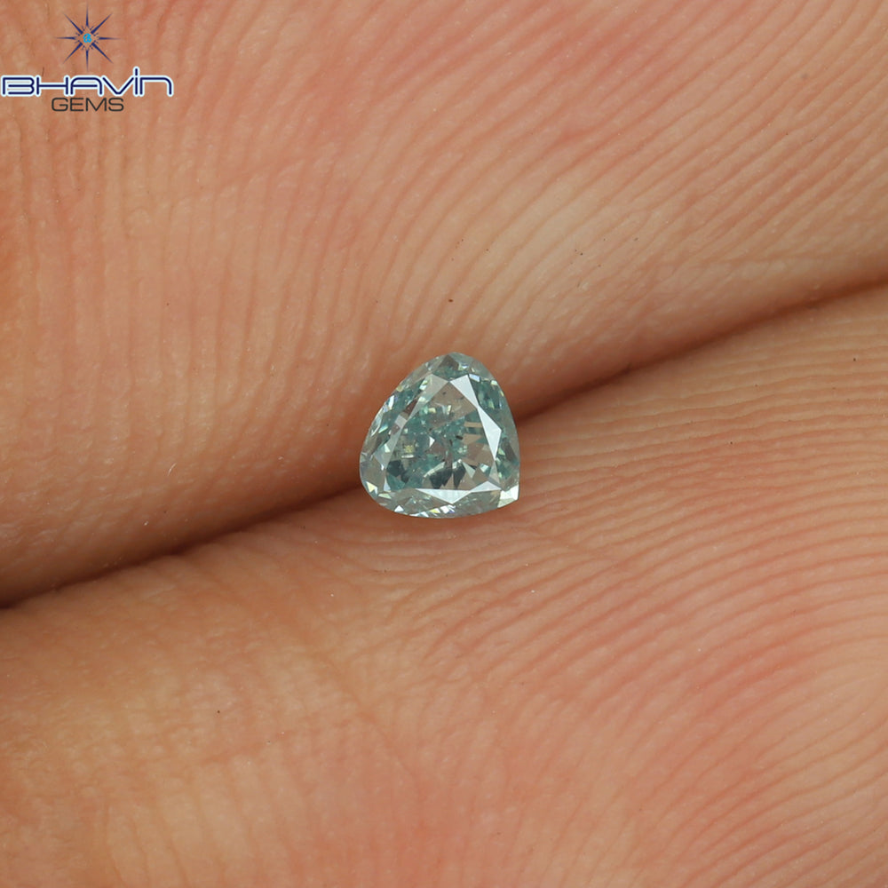 0.11 CT Heart Shape Natural Diamond Greenish Blue Color SI1 Clarity (2.70 MM)