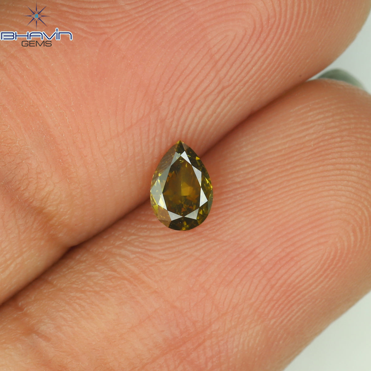 0.37 CT ペアシェイプ ナチュラル ダイヤモンド グリーンがかったブルー カラー VS1 クラリティ (6.00 MM)