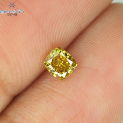 0.30 CT Cushion Shape Natural Diamond Enhanced Orange Yellow Color SI1 Clarity (3.84 MM)