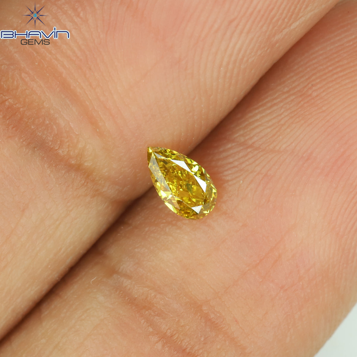 0.18 CT Natural Pear Diamond Enhanced Orange Yellow Color Clarity SI1 (5.03 MM)
