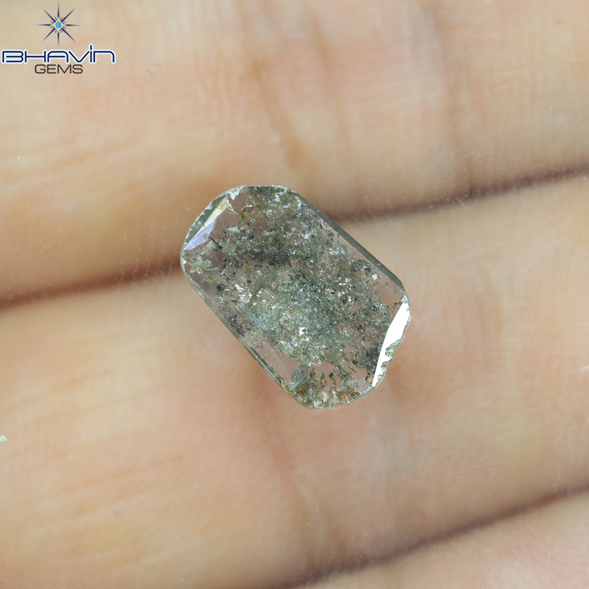 0.74 CT スライス シェイプ ナチュラル ダイヤモンド ソルト アンド ペッパー カラー I3 クラリティ (11.23 MM)