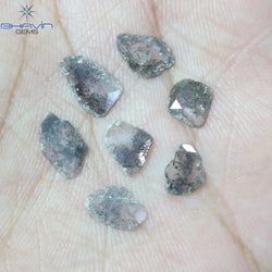 2.23 CT/7 Pcs Slice Shape Natural Diamond Salt And Pepper Color I3 Clarity (9.06 MM)