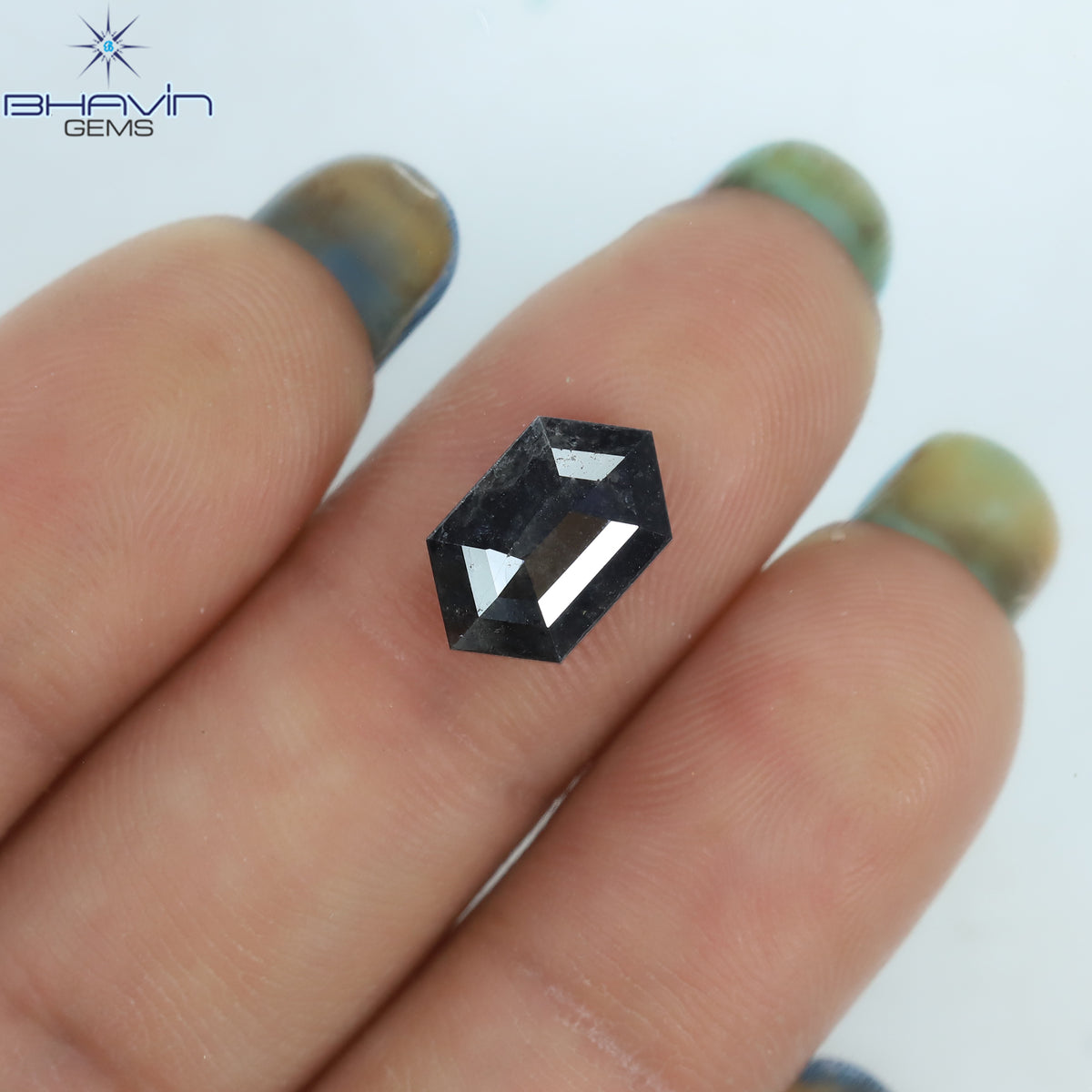 2.37 CT Natural Hexagon Diamond Salt And Pepper Color Clarity I3 (11.66 MM)